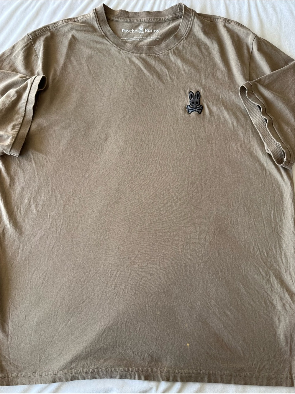 Psycho Bunny Short-Sleeve Tee in Taupe Brown with Embroidered Logo